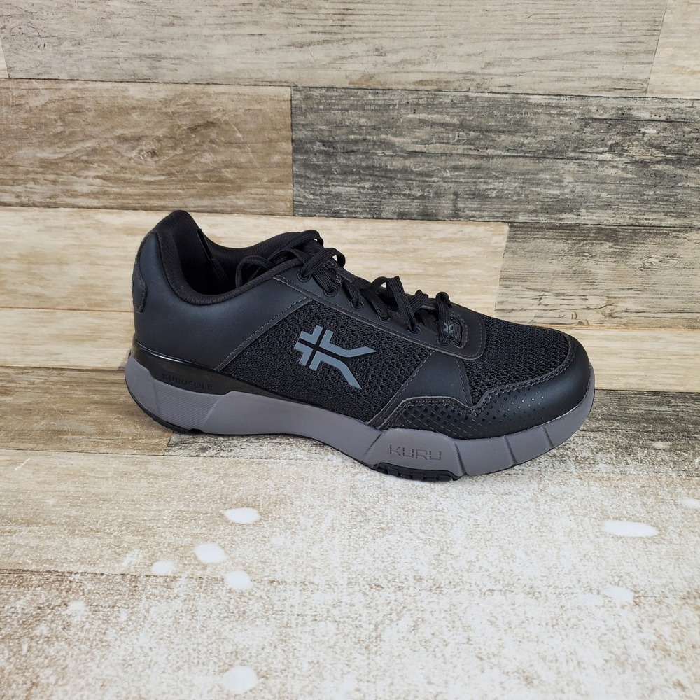 KURU Quantum 2.0 Womens Shoes Sz 8.5 W Jet Black Slate Gray Mesh Lace Up Sneaker